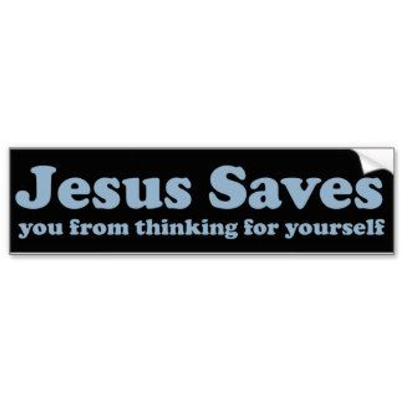 jesus saves satire atheist bumper sticker