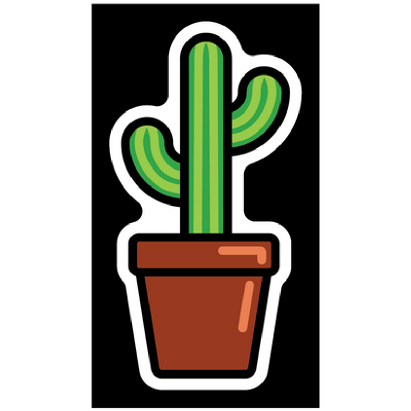 cactus in pot cartoon plant sticker