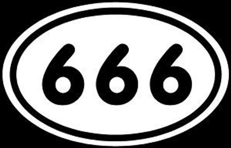666 FUNNY OVAL STICKER