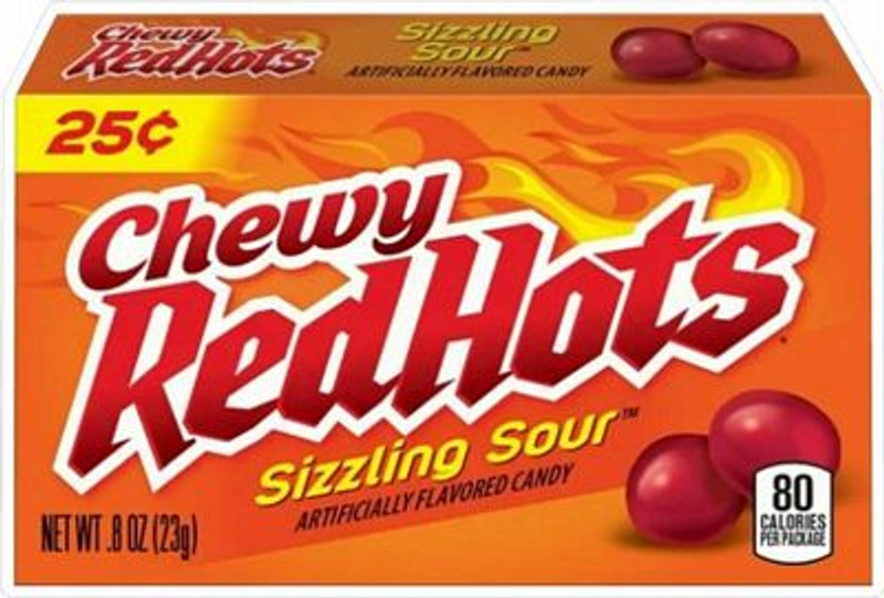 red hots SIZZLING SOUR Candy box sticker