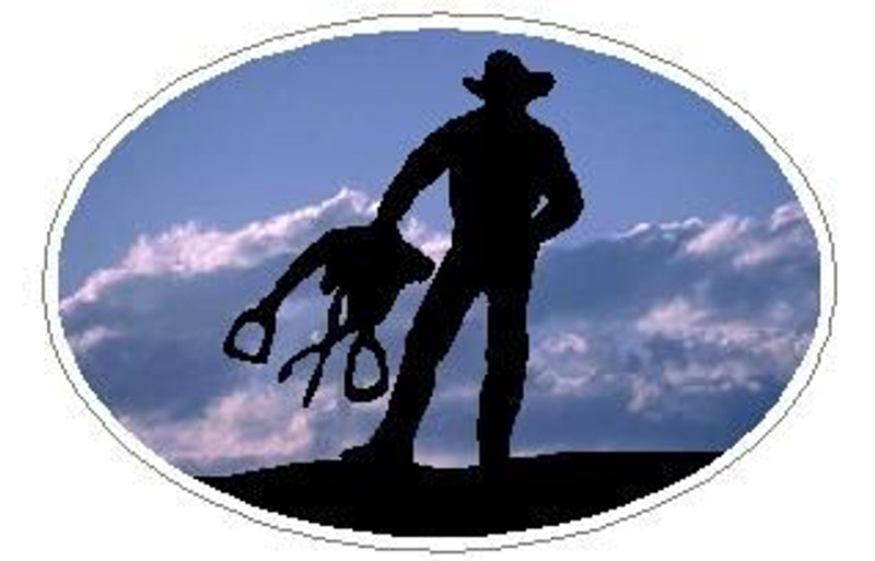 Oval Standing Cowboy Decal 12
