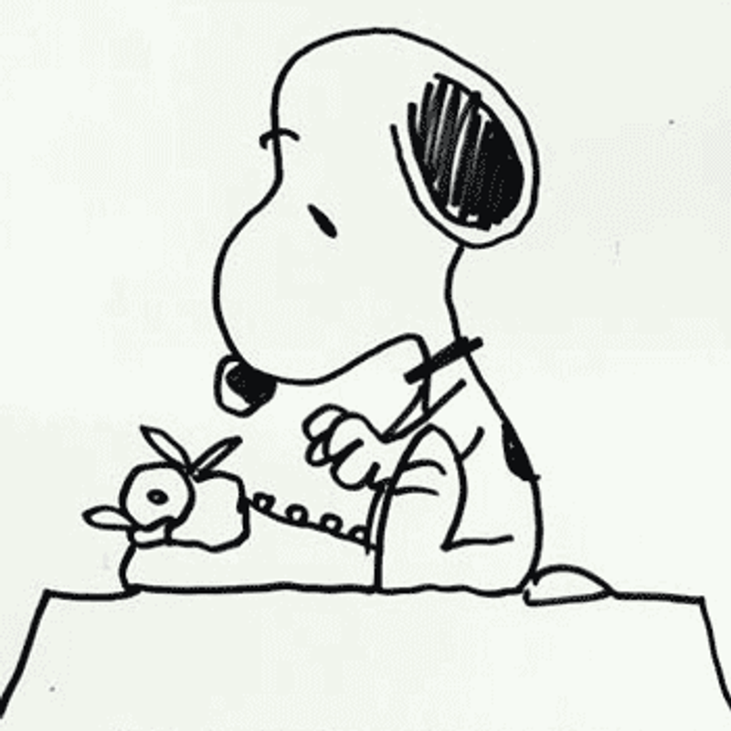 Snoopy typing Diecut Decal