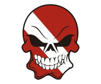 Scuba Diving Flag Skull Sticker 3