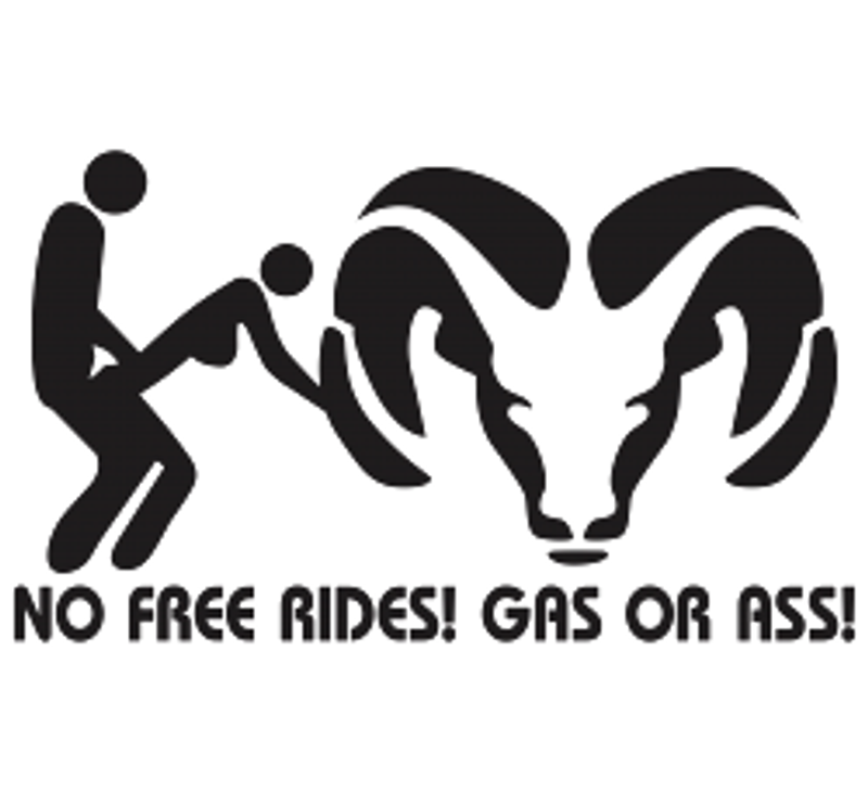 dodge no free rides decal