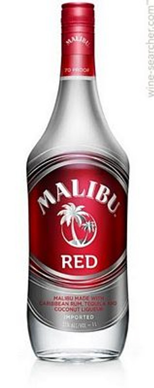 Malibu red liquor bottle shaped sticker