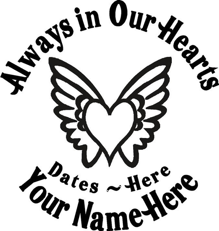Always in Our Hearts Heart with Wings Sticker