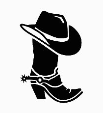 cowboy boot and hat B&W sticker