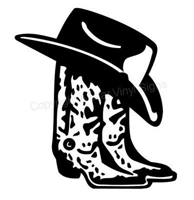 cowboy hat boots car window decal