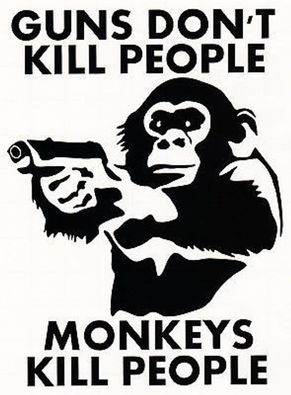 GUNS DONT KILL PEOPLE MONKEYS DO VINYL DECAL