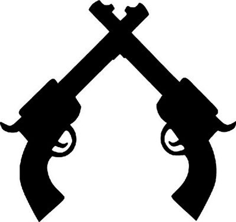 Hand Gun Crossbones Decal