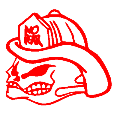 Fireman skull adhesive decal 994