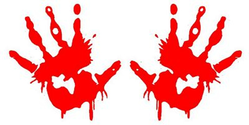 Bloody Hand Prints Die Cut Decal