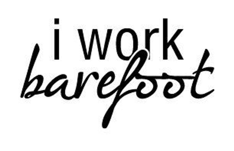I Work Barefoot Car Sticker