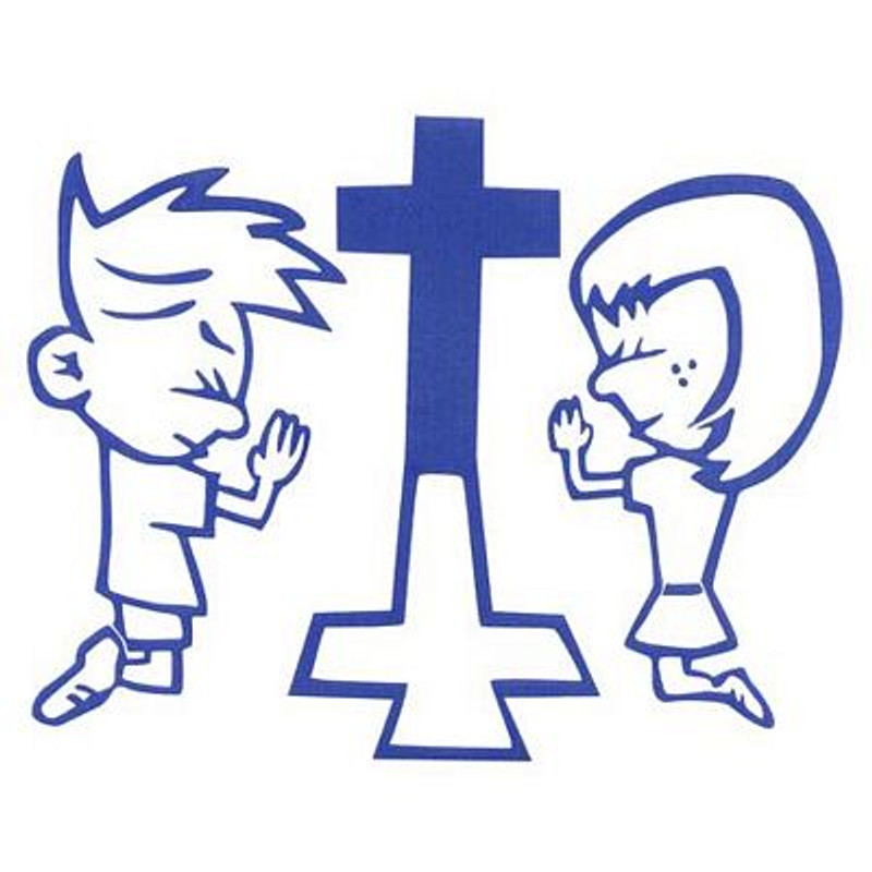 Boy and Girl Praying Decal 20c