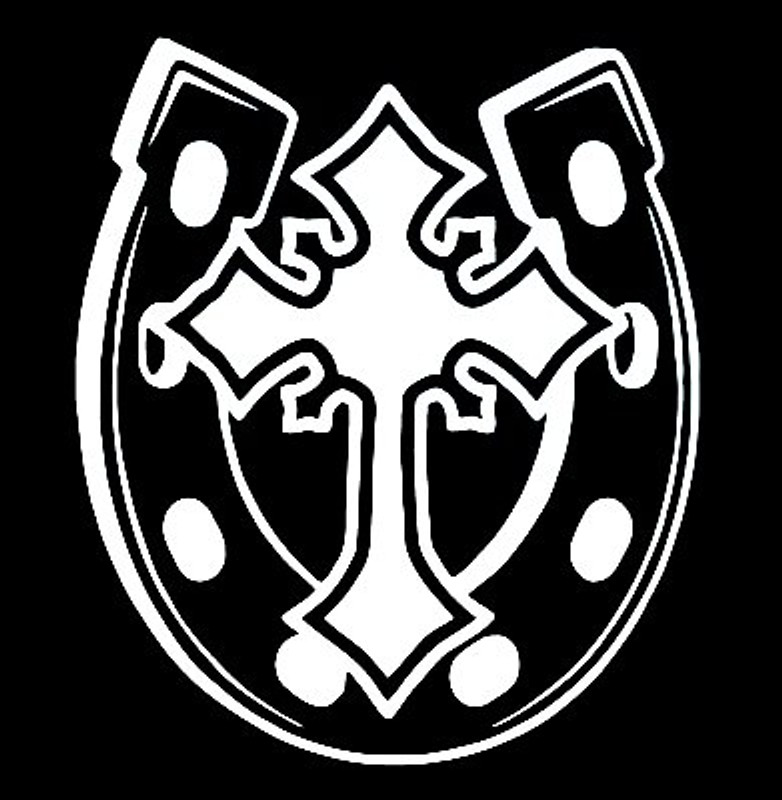 Horseshoe and Cross Window Decal Sticker