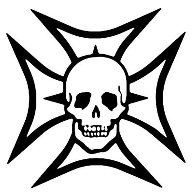 Maltese Cross and Skull Decal 1821