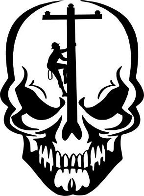 Skull Lineman Electrician Power Pole Decal