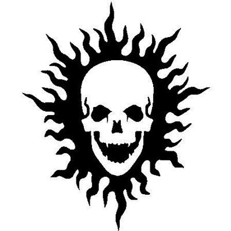 Tribal Skull Sunburst Decal 1840