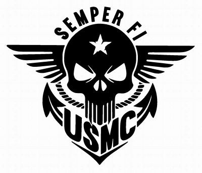 USMC SEMPER FI SKULL DIE CUT DECAL