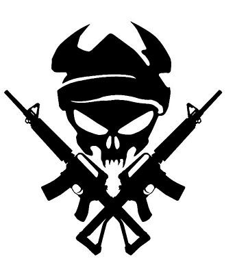 Viking Skull With Machine Gun Cross Bones Decal