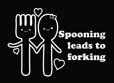 Funny Spooning Leads to Forking Die Cut Vinyl Decal Sticker