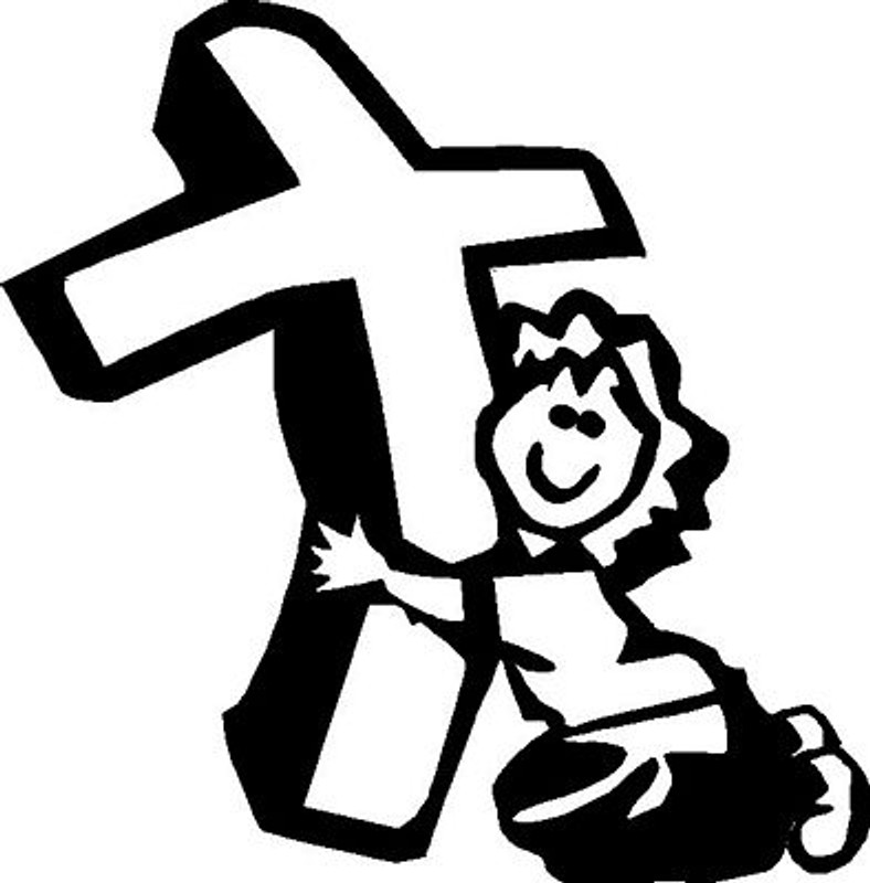 Girl Hugging cross Die Cut Vinyl Decal Sticker Girl Hugging cross Die Cut Vinyl Decal Sticker