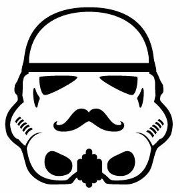 Storm Trooper Mask with Mustache Diecut Decal Storm Trooper Mask with Mustache Diecut Decal