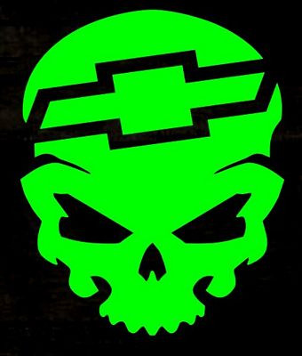 chevy logo skull die cut decal