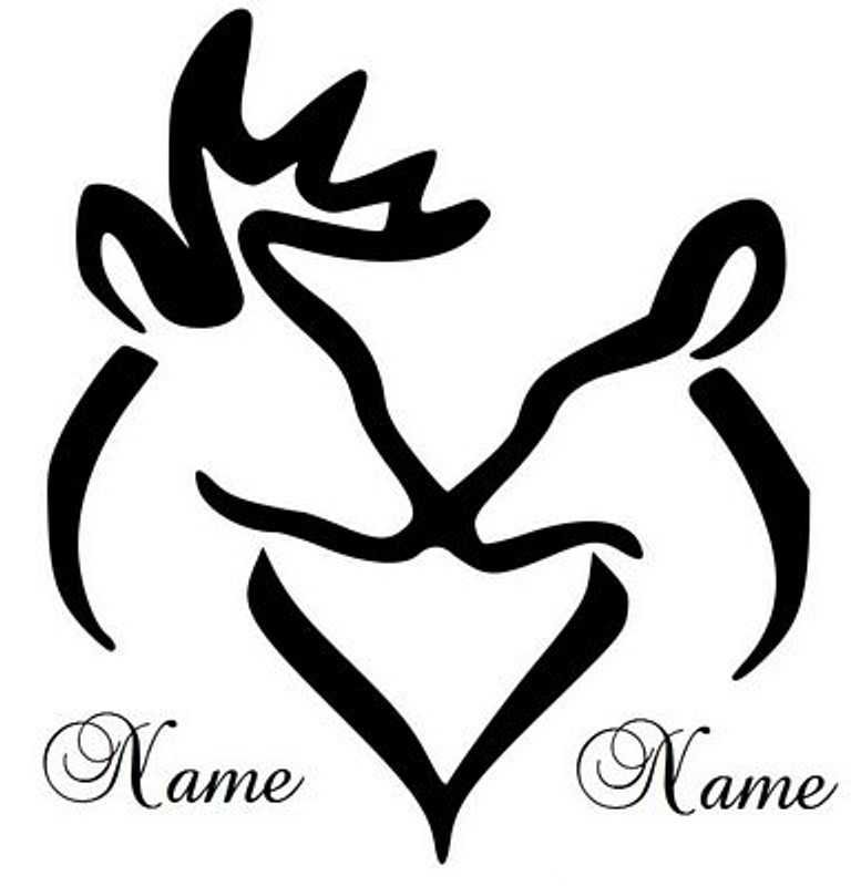 Custom Name Deer Heart Decal NEW Custom Name Deer Heart Decal NEW