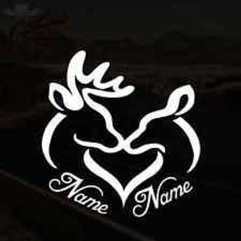 DEER HEART WITH NAMES DIE CUT DECAL DEER HEART WITH NAMES DIE CUT DECAL