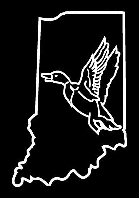 Duck Hunting Indiana ANY STATE OUTLINE Diecut Decal