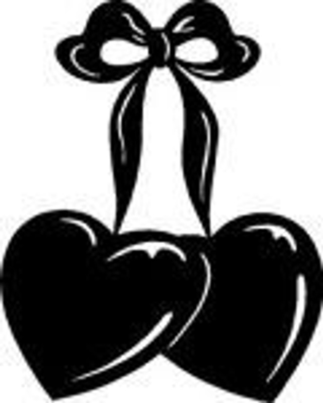 heart dangling from a bow sticker decal