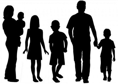Family in silhouette decal