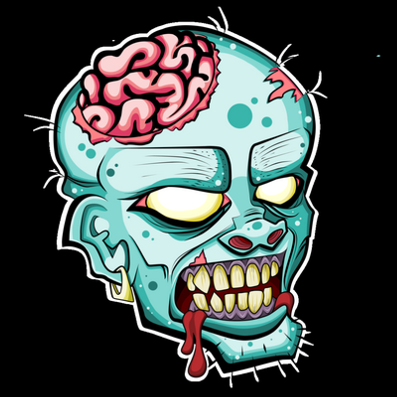 ZOMBIE HEAD BRAINS STICKER COLOR