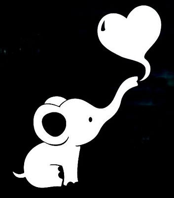 Elephant Baby Dumbo Heart Cute Window Decal Sticker