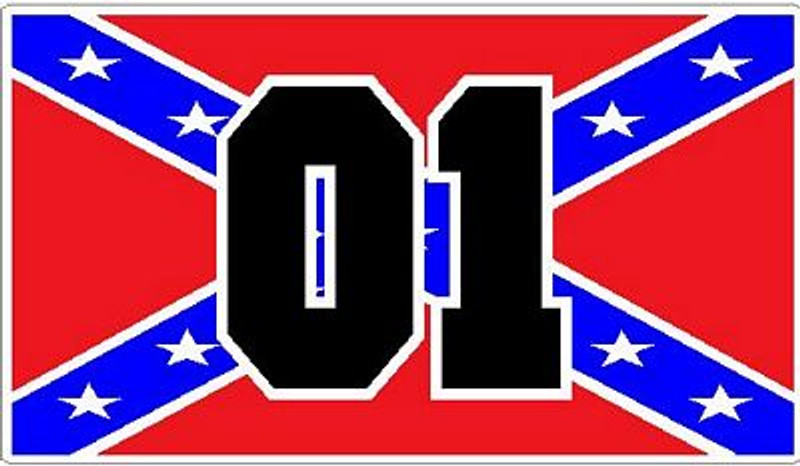 01 Rebel Dukes Race Number Sticker black and flag