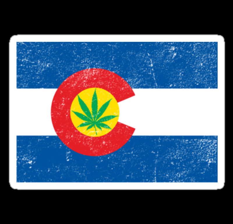 colorado flag with leaf WEATHERED sticker 2