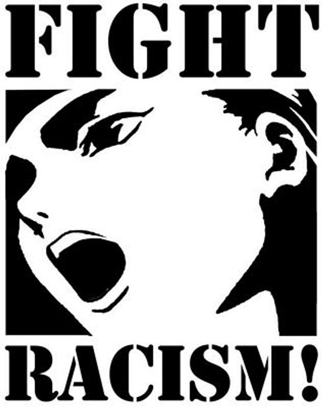 fight racism B&W rectangle sticker