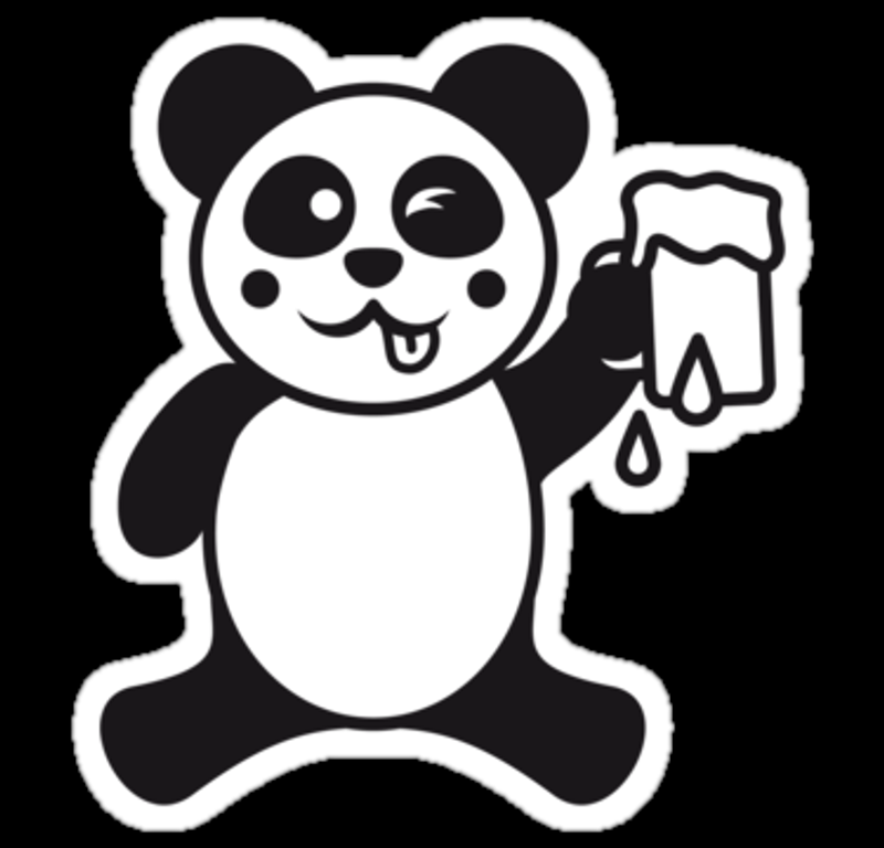 Funny Beer Drinking Panda Sticker