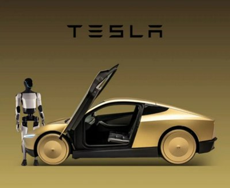 Tesla Robocab and Optimus Robot Sticker