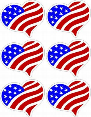 HEART USA FLAG STICKER SET