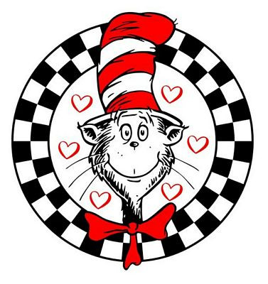 Cat In The Hat with Hearts Round Sticker