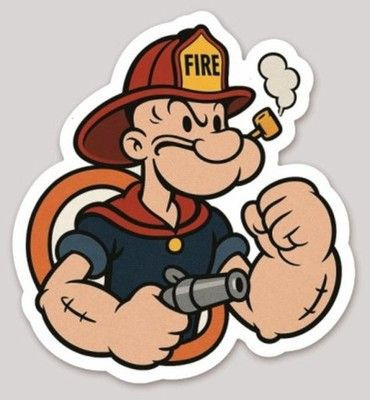 POPEYE FIREMAN STICKER