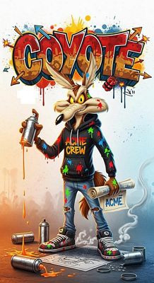COYOTE CARTOON AI ART STICKERS 10