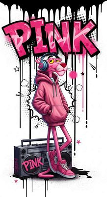 PINK PANTHER CARTOON AI ART STICKERS 07