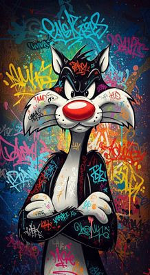 SYLVESTER CARTOON AI ART STICKERS 13