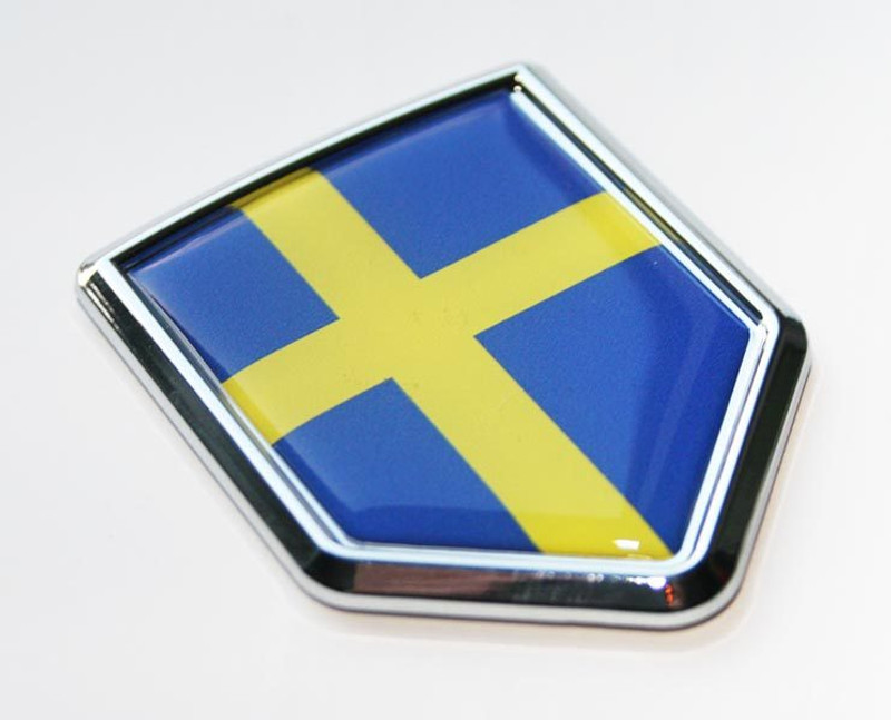 Sweden Swedish Flag Decal Car Chrome Emblem Sticker