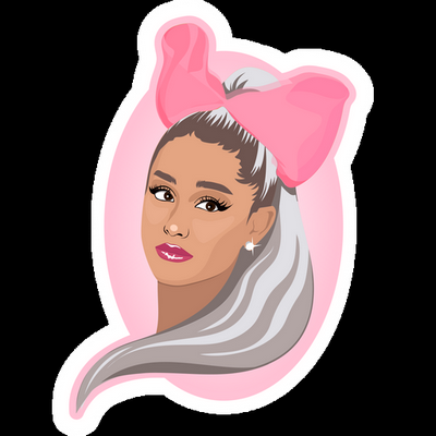 ariana grande with pink bow band sticker