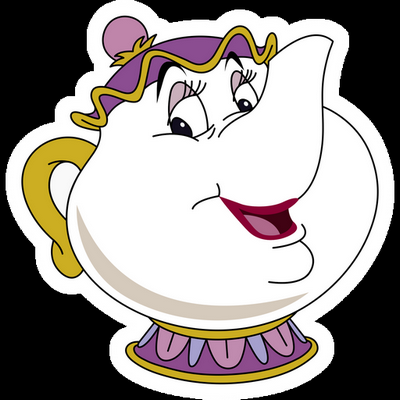 beauty beast mrs potts cartoon sticker