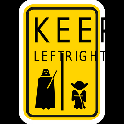 star wars keep left right cartoon sticker